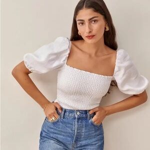 🤍 REFORMATION Mulberry Linen Top XS